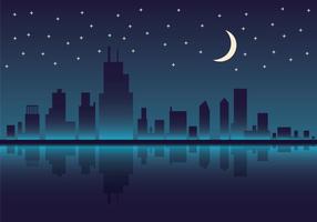 Gratis Chicago Skyline Night Vector Illustratie
