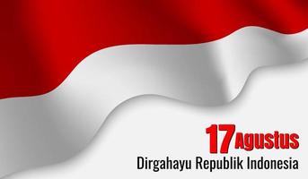 17 augustus onafhankelijkheidsdag van de Republiek Indonesië, Indonesische wapperende vlagillustratie vector