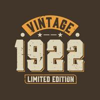 vintage 1922 beperkte oplage. 1922 vintage retro verjaardag vector