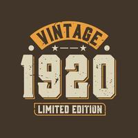 vintage 1920 beperkte oplage. 1920 vintage retro verjaardag vector