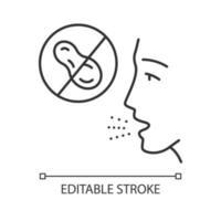 notenallergie lineair pictogram. pinda allergenen. gebruik van notenvrij product. allergische ziekte. allergeen ingrediënt. dunne lijn illustratie. contour symbool. vector geïsoleerde overzichtstekening. bewerkbare streek