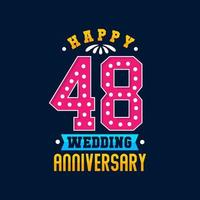 gelukkige viering van de 48e huwelijksverjaardag vector