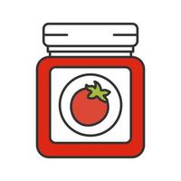 tomatensaus pot kleur icoon. zelfgemaakte ketchup. groente bewaren. geïsoleerde vectorillustratie vector