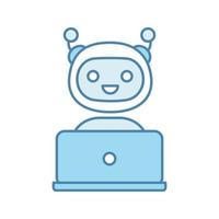 chatbot kleur icoon. chatbot. kunstmatige conversatie-entiteit. virtuele assistent. digitale ondersteuningsdienst. kunstmatige intelligentie. geïsoleerde vectorillustratie vector