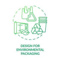 ontwerp voor milieuvriendelijke verpakking groen gradiënt concept icoon. recycling proces. industriële ecologie abstracte idee dunne lijn illustratie. geïsoleerde overzichtstekening. vector