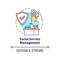 sociale dienst management concept icoon. sociale planning organiseert abstracte idee dunne lijn illustratie. geïsoleerde overzichtstekening. bewerkbare streek. vector