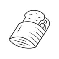 herbruikbare boterhamzak lineaire pictogram. recyclebare papieren lunchtas voor hamburgers. milieuvriendelijke snackcontainer. dunne lijn illustratie. contour symbool. vector geïsoleerde overzichtstekening. bewerkbare streek