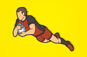 cartoon rugbyspelers actie mannelijke speler vector