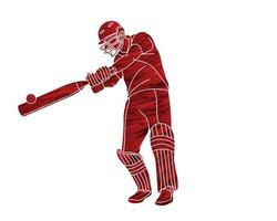 cricket speler actie cartoon sport vector