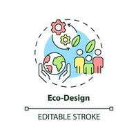 eco-design concept icoon. duurzame organisatie. gebied van industriële ecologie abstracte idee dunne lijn illustratie. geïsoleerde overzichtstekening. bewerkbare streek. vector