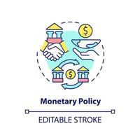 monetair beleid concept icoon. samenwerking voor duurzaam herstel na covid abstracte idee dunne lijn illustratie. geïsoleerde overzichtstekening. bewerkbare streek. vector