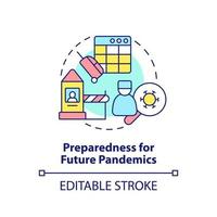 paraatheid voor toekomstige pandemieën concept icoon. wereldherstel na covid abstract idee dunne lijnillustratie. geïsoleerde overzichtstekening. bewerkbare streek. vector