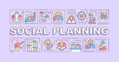 sociale planning woord concepten paarse banner. gemeenschap verandert. infographics met pictogrammen op een achtergrond in kleur. geïsoleerde typografie. vectorillustratie met tekst. vector