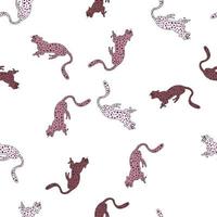 decoratief naadloos patroon met doodle schattige luipaard. handgetekende cheetah eindeloos behang. vector