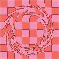 trippy hippie achtergrond met geruite golven. abstracte optische illusie. patroon met rond golvend vervormingseffect. lineaire vectorillustratie vector