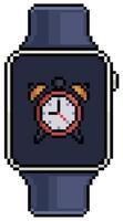 pixel art smartwatch met wekker pictogram vector pictogram voor 8-bits spel op witte achtergrond