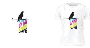 t-shirtontwerp, een kraai is een vogel van het geslacht corvus klaar om af te drukken vector