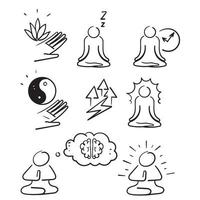 hand getrokken doodle set van meditatie gerelateerde illustratie vector