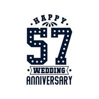 57 verjaardagsfeest, gelukkige 57e huwelijksverjaardag vector