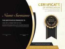 diploma certificaat sjabloon zwarte en gouden kleur met luxe en moderne stijl vector afbeelding