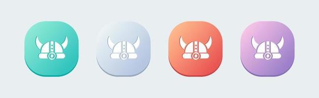 Viking helm solide pictogram in platte ontwerpstijl. helm met hoorns tekenen vector illustratie.