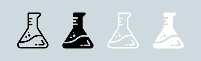 lab-pictogram in zwarte en witte kleuren. chemie bekers tekenen vector illustratie.