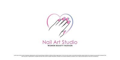 nail art studio logo ontwerp illustratie voor vrouwen schoonheid met uniek concept premium vector