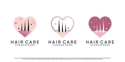 haarverzorging icon set logo ontwerp illustratie met liefde element premium vector