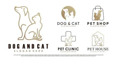 set collectie van huisdier dieren logo ontwerp voor dierenwinkel of kliniek met creatieve element premium vector