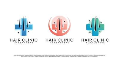 set van haarkliniek dermatologie pictogram logo ontwerp illustratie met creatieve element premium vector