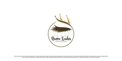 luxe wimpers logo-ontwerp voor schoonheidssalon met kroonpictogram en creatief concept premium vector