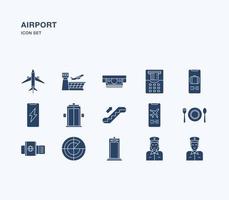 luchthaven en luchtvaart solide icon set vector