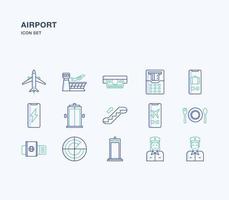 luchthaven en luchtvaart overzicht gekleurde icon set vector