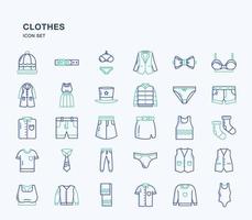 kleding en jurk icon set vector