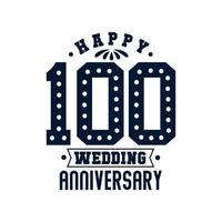 100-jarig jubileum, gelukkige 100e huwelijksverjaardag vector