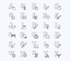 alfabet letters overzicht icon set vector