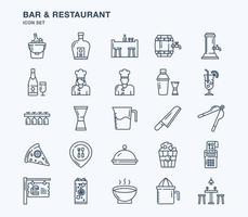 bar en restaurant overzicht icon set vector