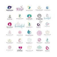 set wellness-logo sjabloon voor vrouw schoonheid en yoga ontwerp illustratie vector