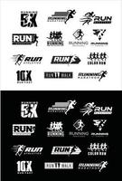 set van run logo silhouet ontwerp running sport concept vector