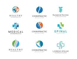 set van chiropractie spinale centrum logo pictogram vector voorraad sjabloon kunst illustratie