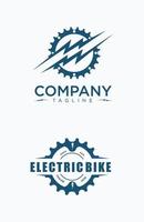 set van elektrische fiets logo elektrische versnelling ontwerp vector voorraad