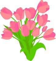 platte vectorillustratie van tulpen geïsoleerd op een witte achtergrond. elke bloem zit op een aparte laag. boeket tulpen vector