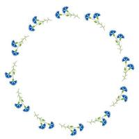 ronde frame met blauwe bloemen korenbloemen. vectorillustratie. ansichtkaart servet, decoratie. bloemmotief voor decor, design, print en servetten. vector