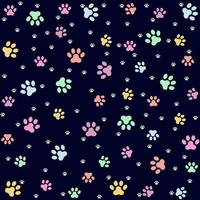 kat of hond voetafdrukken vector naadloze patroon op donkere achtergrond.