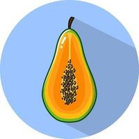 papaya fruit vectorillustratie, ontwerp grafisch tropisch fruit, vers en sappig voedsel. geïsoleerd op roze achtergrond vector