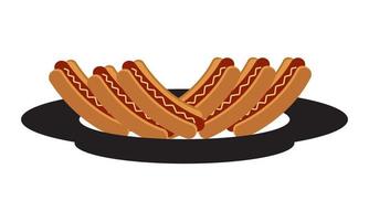 hotdogbrood of hotdog op plaat plat vectorpictogram voor apps en websites vector