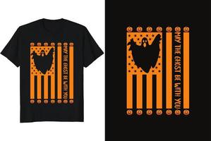 moge de geest bij je zijn halloween vector illustratie t-shirt ontwerp met pompoen spook usa vlag