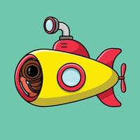 schattige duiker rijden onderzeeër cartoon vector pictogram illustratie. wetenschap vervoer platte cartoon concept
