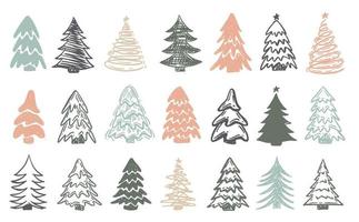 kerstboom set, met de hand getekende illustraties. vector