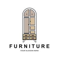 garderobe logo ontwerp, meubels kleding plaats illustratie, hout ambacht bedrijf merk icoon vector